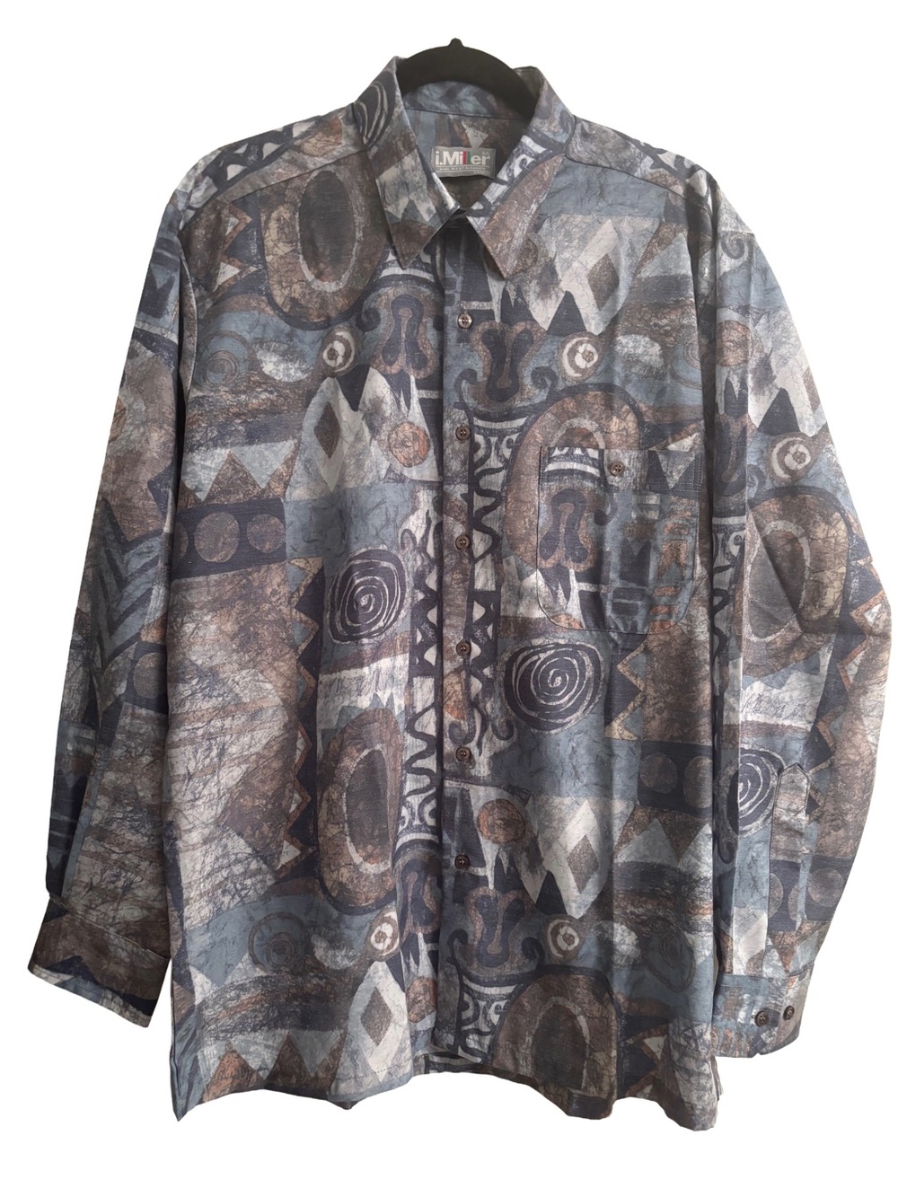 Vintage i.Miller Abstract Geometric Print Button Up Shirt - Made in Canada